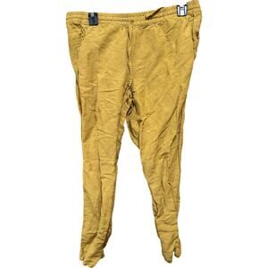 J Jill Linen Blend Cropped Pants Size Small Petite Mustard Yellow Minimalist